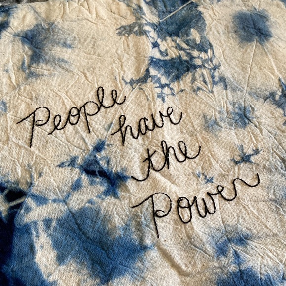 Patti Smith People Have The Power Shibori Dye Tote Bag - hand dyed & stitched - Picture 4 of 7